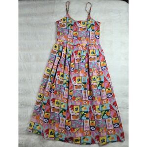 Japna Girls Fruit Patchwork Print Midi Sundress Linen Blend Multicolor 12 Smock